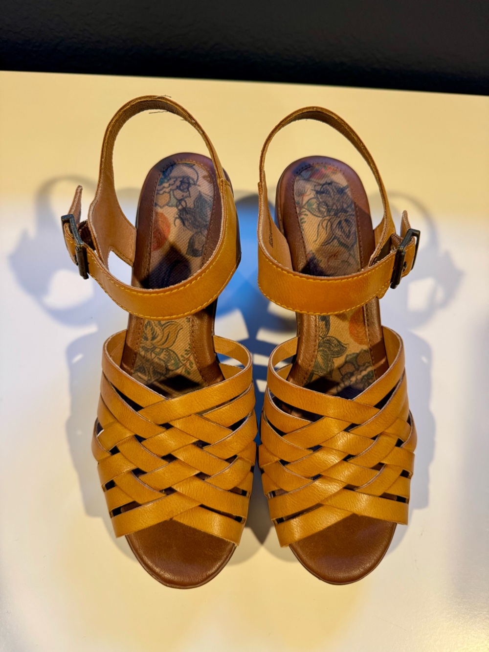 b.o.c. Cognac Woven Leather Slingback Sandals